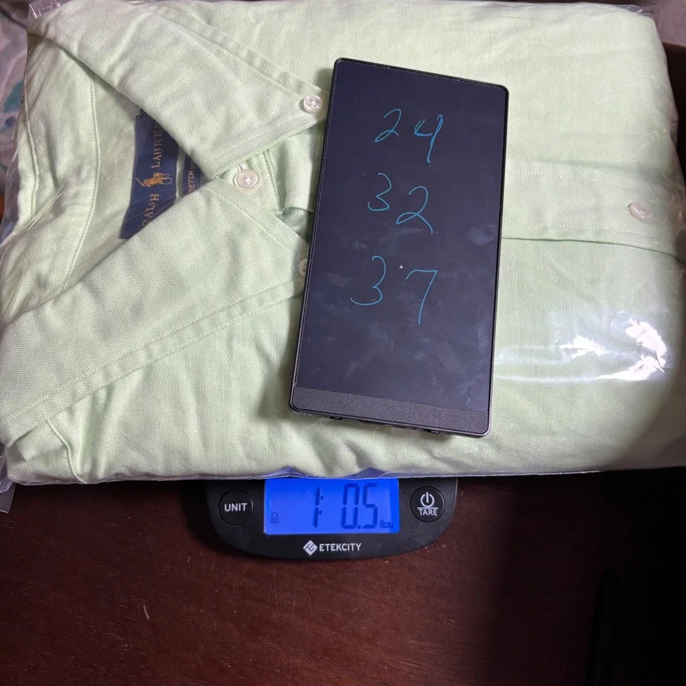 Ralph Lauren Oxford Stretch Mens 3XLT Big & Tall Button Light Green Down Shirt